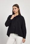 Kadın Gömlek-Siyah Oversize Klasik Gömlek 4316A-rulem