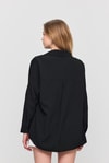 Kadın Gömlek-Siyah Relaxed Fit Rahat Kesim Basic Gömlek - 6621A-rulem