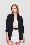 Kadın Gömlek-Siyah Relaxed Fit Rahat Kesim Basic Gömlek - 6621A-rulem