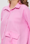 Kadın Gömlek-Tek Cep Düğmeli Gömlek 4516A Pembe -rulem