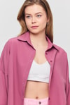 Kadın Gömlek-Violet Relaxed Fit Rahat Kesim Basic Gömlek - 6621A-rulem