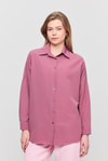 Kadın Gömlek-Violet Relaxed Fit Rahat Kesim Basic Gömlek - 6621A-rulem