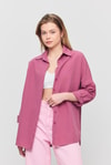 Kadın Gömlek-Violet Relaxed Fit Rahat Kesim Basic Gömlek - 6621A-rulem