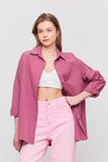 Kadın Gömlek-Violet Relaxed Fit Rahat Kesim Basic Gömlek - 6621A-rulem