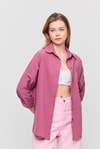 Kadın Gömlek-Violet Relaxed Fit Rahat Kesim Basic Gömlek - 6621A-rulem