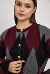 Kadın Hırka-Baklava Desenli Hırka 24375 Bordo -rulem