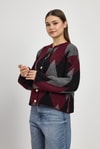 Kadın Hırka-Baklava Desenli Hırka 24375 Bordo -rulem