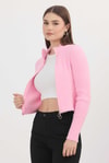Kadın Hırka-Fermuarlı Kısa Yumoş Hırka 6806 Pembe -rulem