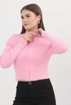 Kadın Hırka-Fermuarlı Kısa Yumoş Hırka 6806 Pembe -rulem
