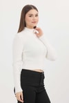 Kadın Hırka-Fermuarlı Kısa Yumoş Hırka 6806 Kemik -rulem