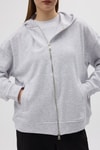 Kadın Hırka-Gri Kapüşonlu Fermuarlı Oversize Kadın Hırka 3116A-rulem