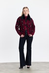 Kadın Hırka-Kürklü Leopar Hırka 22289 Bordo -rulem