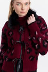 Kadın Hırka-Kürklü Leopar Hırka 22289 Bordo -rulem