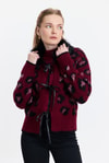 Kadın Hırka-Kürklü Leopar Hırka 22289 Bordo -rulem