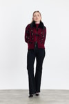 Kadın Hırka-Kürklü Leopar Hırka 22289 Bordo -rulem
