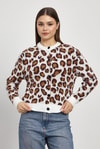 Kadın Hırka-Leopar Detay Triko Hırka 24367 Ekru -rulem