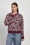 Kadın Hırka-Leopar Detay Triko Hırka 24367 Bordo -rulem