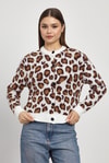Kadın Hırka-Leopar Detay Triko Hırka 24367 Ekru -rulem