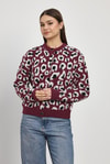 Kadın Hırka-Leopar Detay Triko Hırka 24367 Bordo -rulem