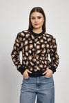 Kadın Hırka-Leopar Detay Triko Hırka 24367 Siyah -rulem