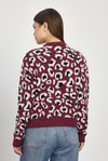 Kadın Hırka-Leopar Detay Triko Hırka 24367 Bordo -rulem