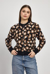 Kadın Hırka-Leopar Detay Triko Hırka 24367 Siyah -rulem