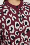 Kadın Hırka-Leopar Detay Triko Hırka 24367 Bordo -rulem