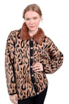 Kadın Hırka-Leopar Yakası Kürklü Hırka 22288 Kahve -rulem