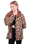 Kadın Hırka-Leopar Yakası Kürklü Hırka 22288 Kahve -rulem