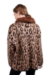 Kadın Hırka-Leopar Yakası Kürklü Hırka 22288 Kahve -rulem