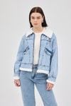 Kadın Jean Ceket-Buzkar İçi Kürklü Crop Jean Kadın Ceket 6010-rulem