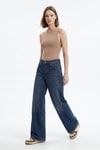 Kadın Jean Pantolon-Arka Kemerli Palazzo Jean 3094-1 Tint Kahve -rulem