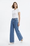 Kadın Jean Pantolon-Arka Kemerli Palazzo Jean 3094-1 Buzkar -rulem
