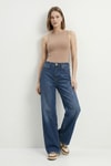 Kadın Jean Pantolon-Arka Kemerli Palazzo Jean 3094-1 Tint Kahve -rulem