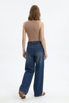 Kadın Jean Pantolon-Arka Kemerli Palazzo Jean 3094-1 Tint Kahve -rulem