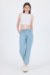 Kadın Jean Pantolon-Buzkar Yüksek Bel Mom Fit Jean Pantolon 1050-rulem