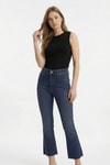 Kadın Jean Pantolon-İspanyol Paça Taşlı Jean 3047-12 Tint Kahve -rulem