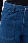 Kadın Jean Pantolon-Mavi Kadın Yüksek Bel Jean Kargo Pantolon 1053-rulem