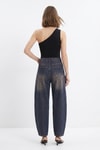 Kadın Jean Pantolon-Paça Pileli Baggy Jean 3092 Tint Kahve -rulem