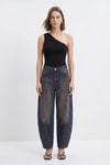 Kadın Jean Pantolon-Paça Pileli Baggy Jean 3092 Tint Kahve -rulem