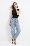 Kadın Jean Pantolon-Paça Pileli Baggy Jean 3092 Buzkar -rulem