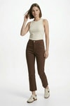 Kadın Jean Pantolon-Paçası Kesik Pantolon 0321 Kahve -rulem