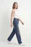 Kadın Jean Pantolon-Tint Yeşil Yüksek Bel Baggy Jean 1061-rulem