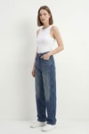 Kadın Jean Pantolon-Tint Yeşil Yüksek Bel Baggy Jean 1061-rulem