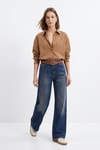 Kadın Jean Pantolon-Yan Cepli Palazzo Jean 3079-1 Tint Kahve -rulem