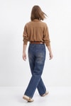 Kadın Jean Pantolon-Yan Cepli Palazzo Jean 3079-1 Tint Kahve -rulem