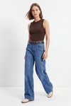 Kadın Jean Pantolon-Yan Cepli Palazzo Jean 3079-1 Mavi -rulem