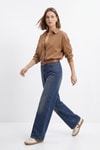 Kadın Jean Pantolon-Yan Cepli Palazzo Jean 3079-1 Tint Kahve -rulem