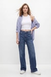 Kadın Jean Pantolon-Yüksek Bel Düz Paça Jean 5043 Tint Kahve -rulem