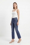 Kadın Jean Pantolon-Yüksek Bel Taşlı Jean 3047 Tint Kahve -rulem